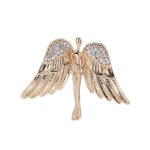 Angel Inlaid Diamante Brooch Golden H:54xW:41mm